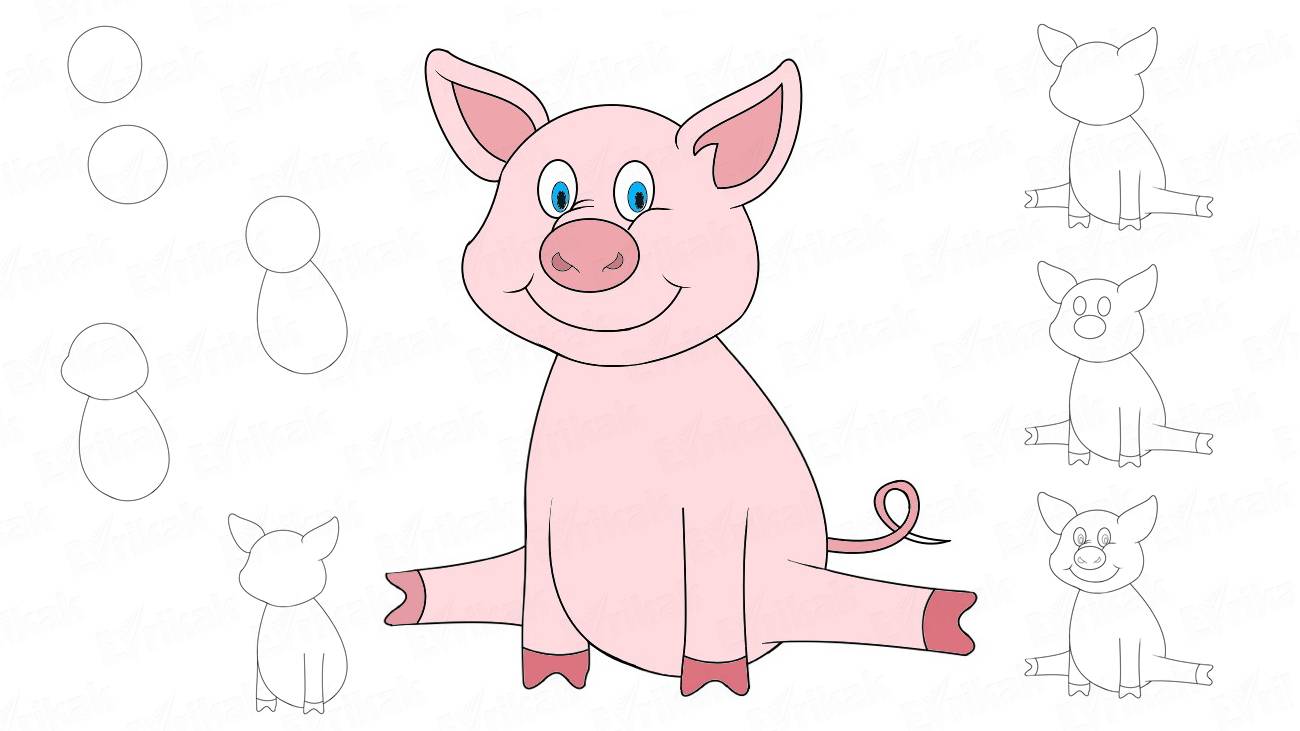 Как нарисовать символа года 2019 - Свинью?