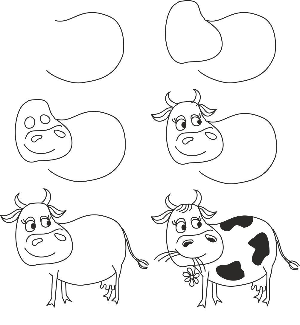 Как нарисовать смешную корову