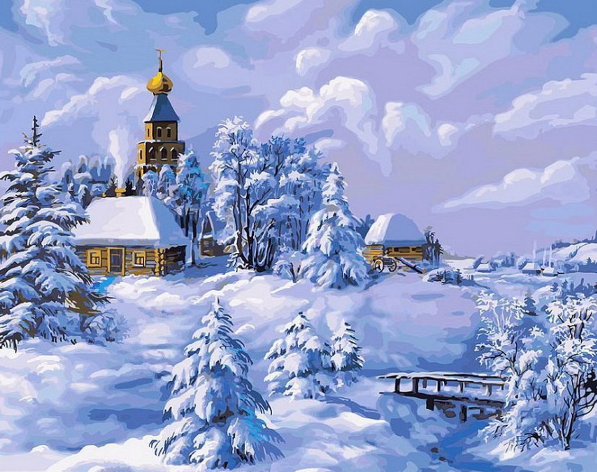 Рисунки с зимними пейзажами