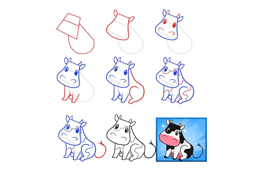Как нарисовать корову на Новый год