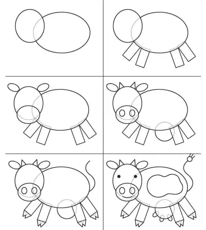 Как поэтапно нарисовать корову