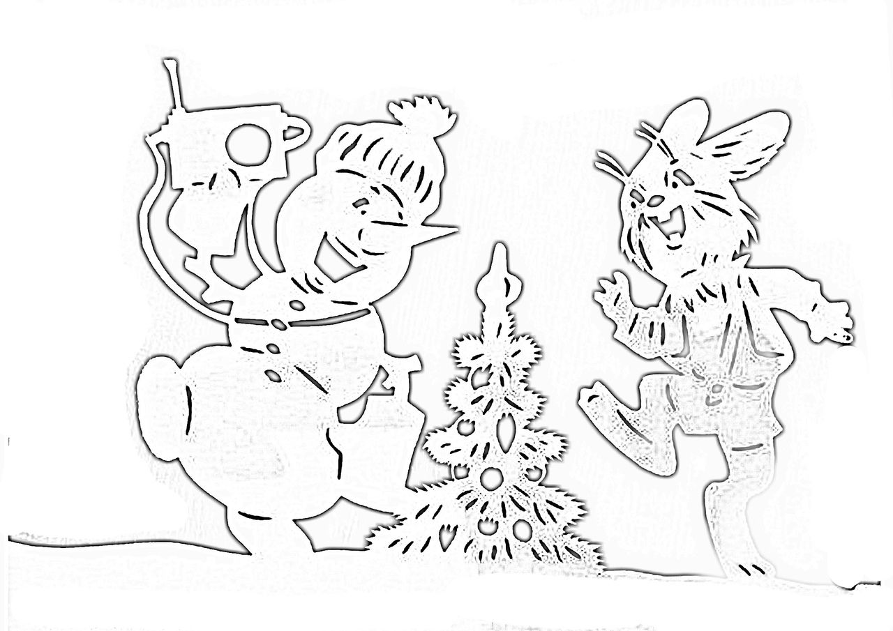 Трафареты на Новый год с персонажами из сказок и мультфильмов