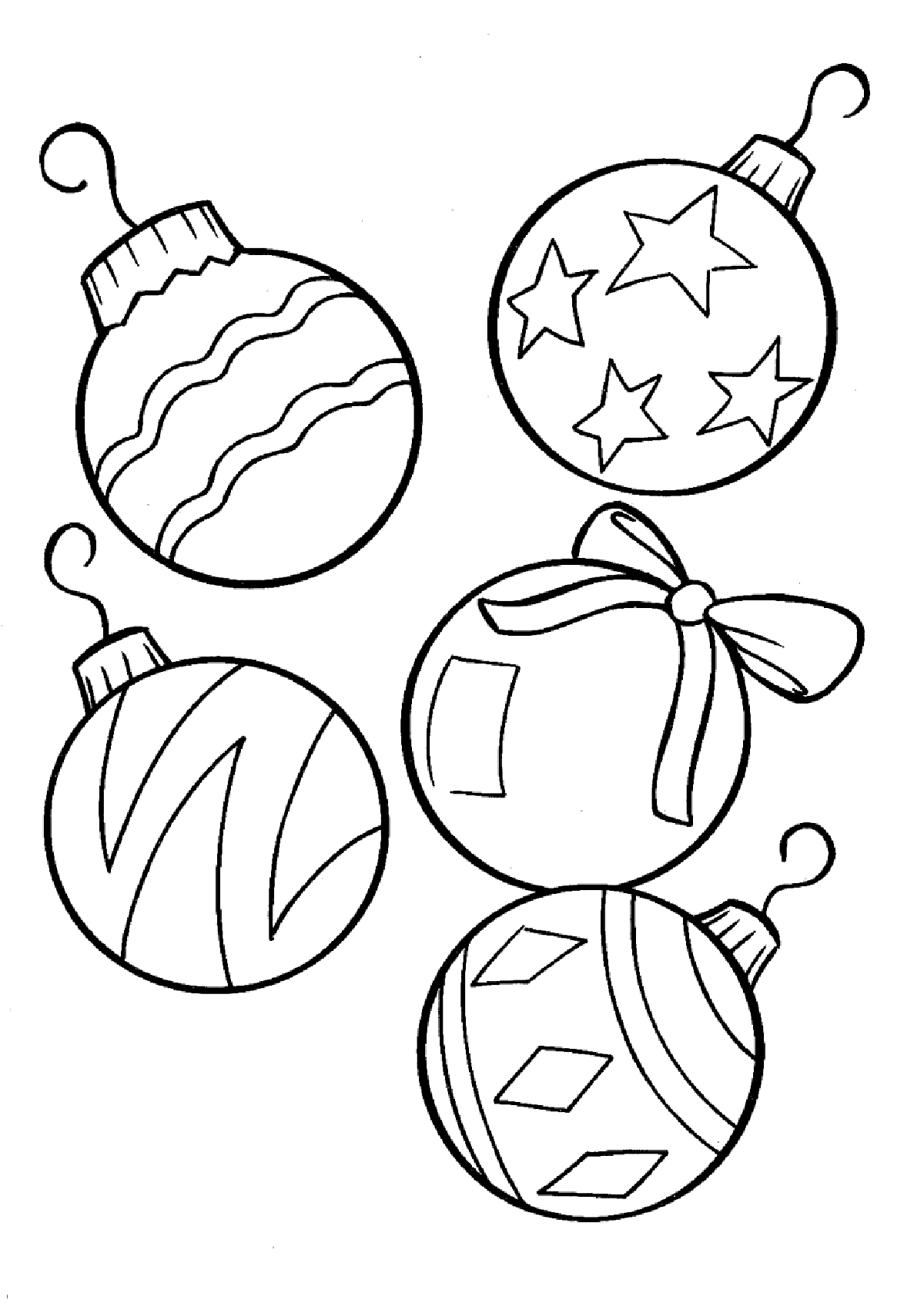 Раскраски на Новый год с ёлочными шариками
