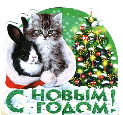 Новогодние открытки с котом 2023