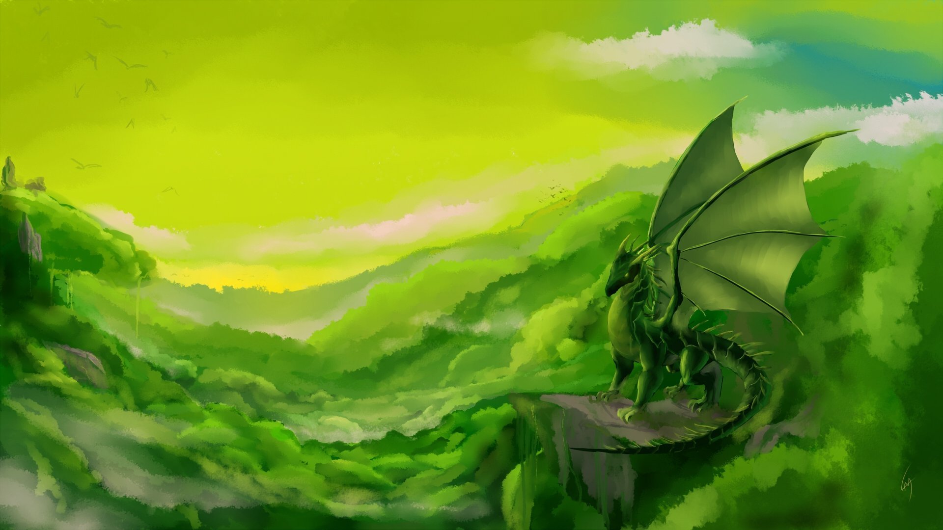 Зеленый дракоша картинка